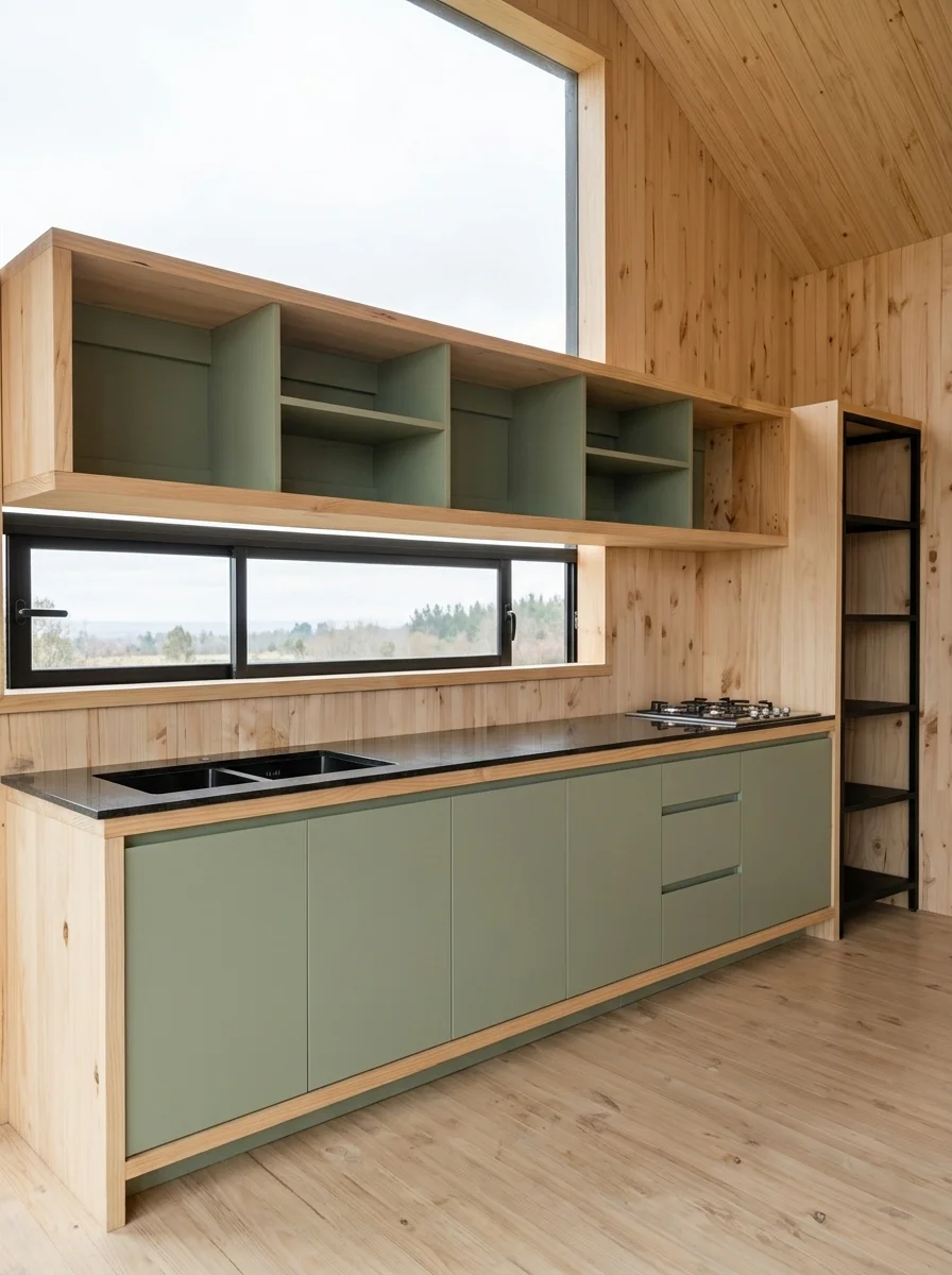 Cocina Modular Verde Salvia & Roble en Las Condes